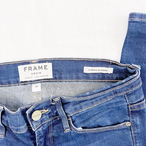 Frame Le skinny de Jeanne Crop Med Wash Jeans SZ26 (Dark Wash) - Picture 5 of 9
